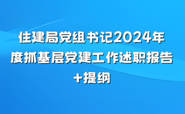 住建局党组书记2024年度抓基层党建工作述职报告 提纲