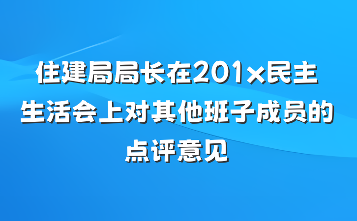 住建局局长在201x民主生活会上对其他班子成员的点评意见