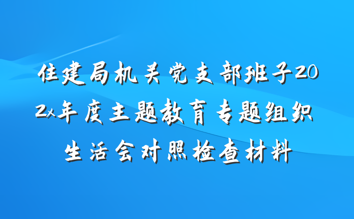 住建局机关党支部班子202x年度主题教育专题组织生活会对照检查材料