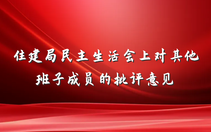 住建局民主生活会上对其他班子成员的批评意见