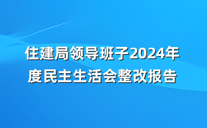 住建局领导班子2024年度民主生活会整改报告