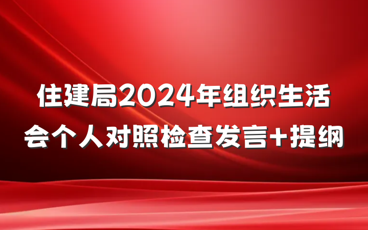 住建局2024年组织生活会个人对照检查发言 提纲