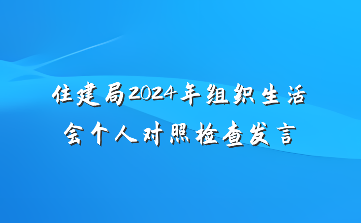 住建局2024年组织生活会个人对照检查发言