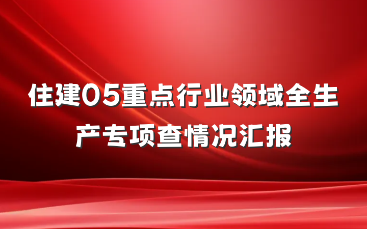 住建05重点行业领域全生产专项查情况汇报