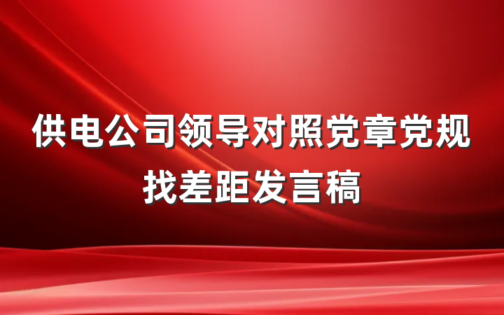 供电公司领导对照党章党规找差距发言稿