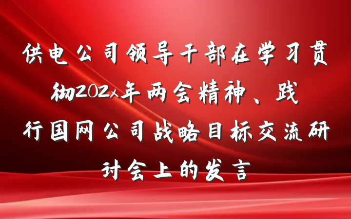 供电公司领导干部在学习贯彻202x年两会精神、践行国网公司战略目标交流研讨会上的发言