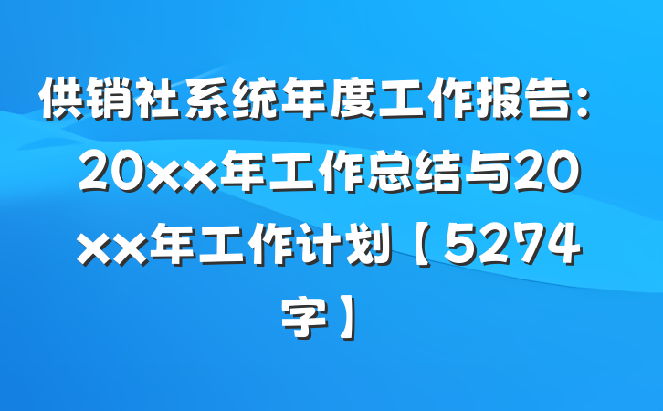 供销社系统年度工作报告：20xx年工作总结与20xx年工作计划【5274字】