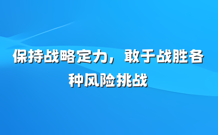 保持战略定力，敢于战胜各种风险挑战