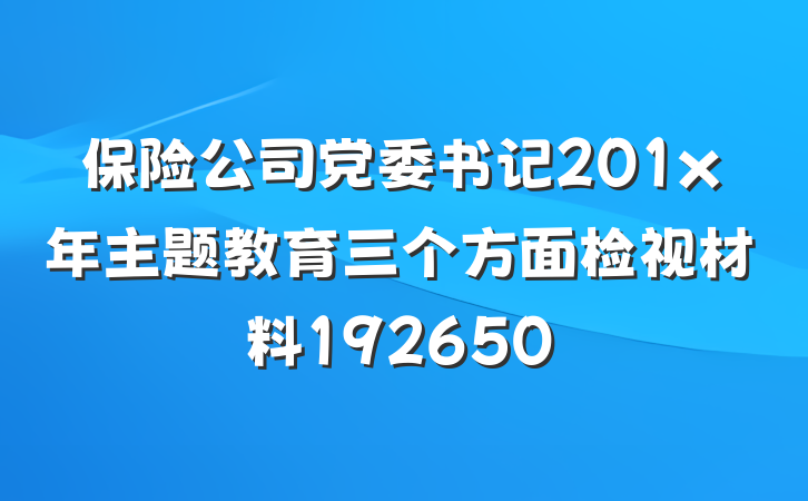 保险公司党委书记201x年主题教育三个方面检视材料192650