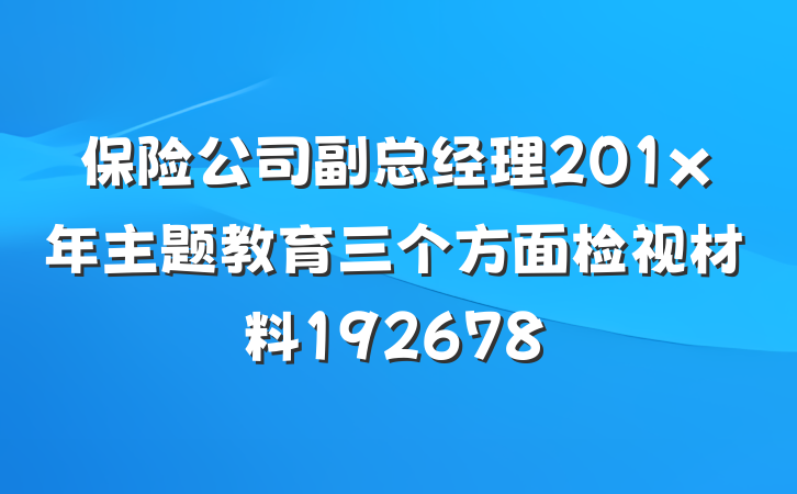 保险公司副总经理201x年主题教育三个方面检视材料192678