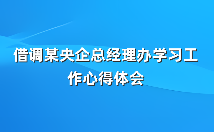 借调某央企总经理办学习工作心得体会