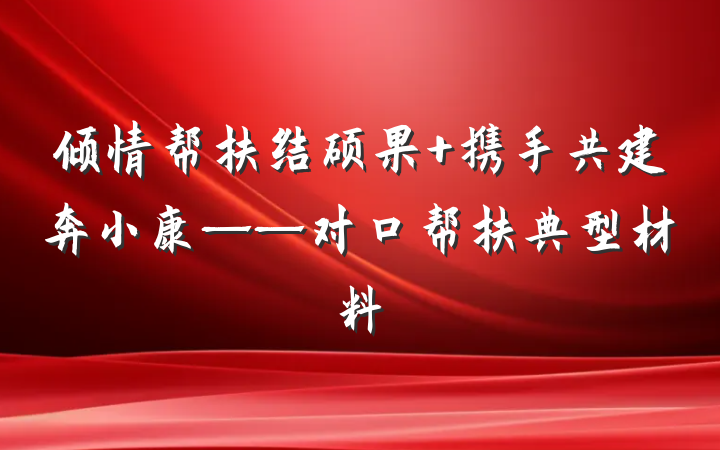 倾情帮扶结硕果 携手共建奔小康——对口帮扶典型材料