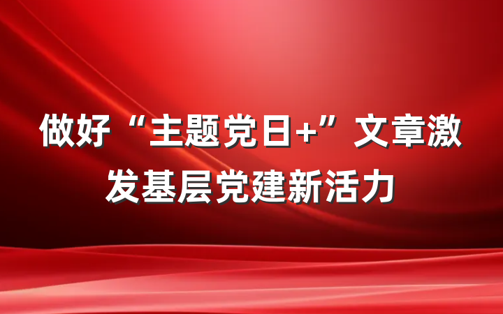做好“主题党日+”文章激发基层党建新活力