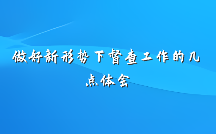 做好新形势下督查工作的几点体会