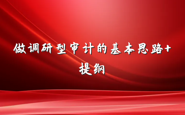 做调研型审计的基本思路 提纲