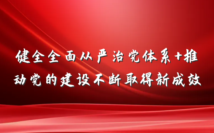 健全全面从严治党体系 推动党的建设不断取得新成效