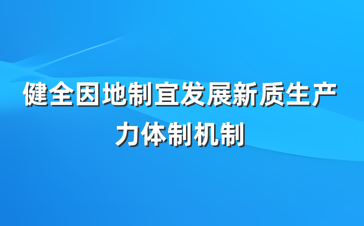 健全因地制宜发展新质生产力体制机制