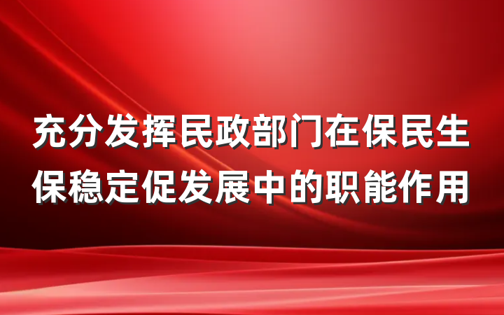 充分发挥民政部门在保民生保稳定促发展中的职能作用