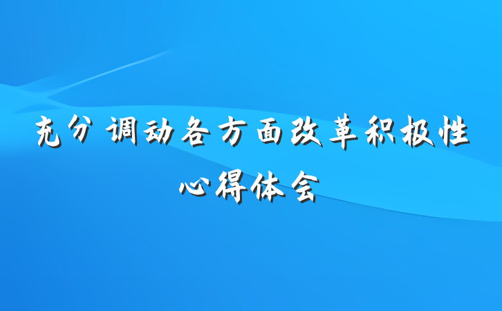 充分调动各方面改革积极性心得体会
