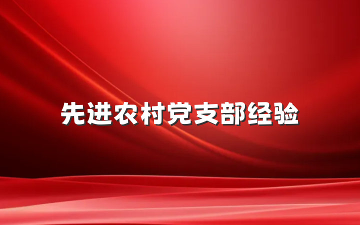 先进农村党支部经验