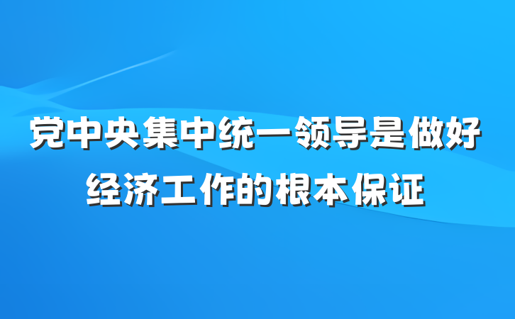 党中央集中统一领导是做好经济工作的根本保证