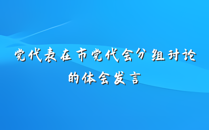 党代表在市党代会分组讨论的体会发言