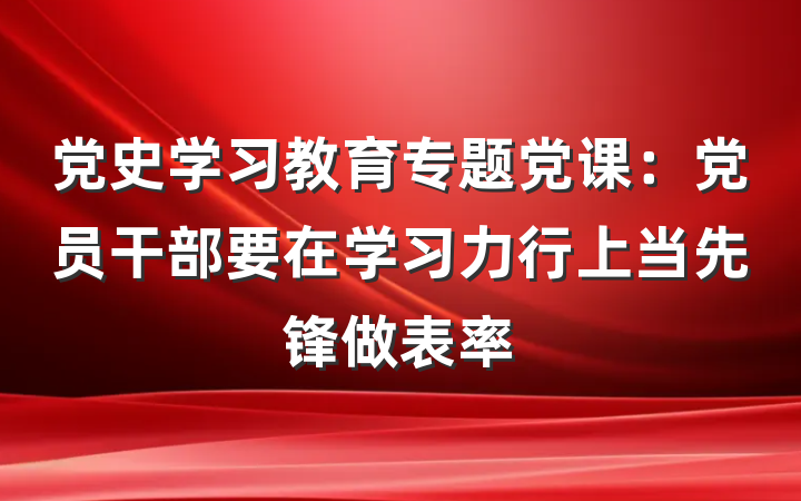 党史学习教育专题党课：党员干部要在学习力行上当先锋做表率