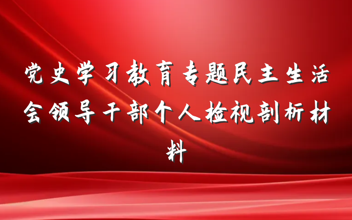 党史学习教育专题民主生活会领导干部个人检视剖析材料