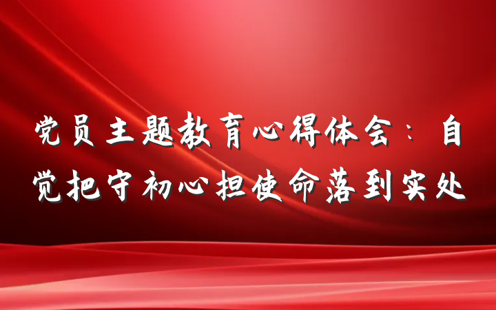 党员主题教育心得体会：自觉把守初心担使命落到实处