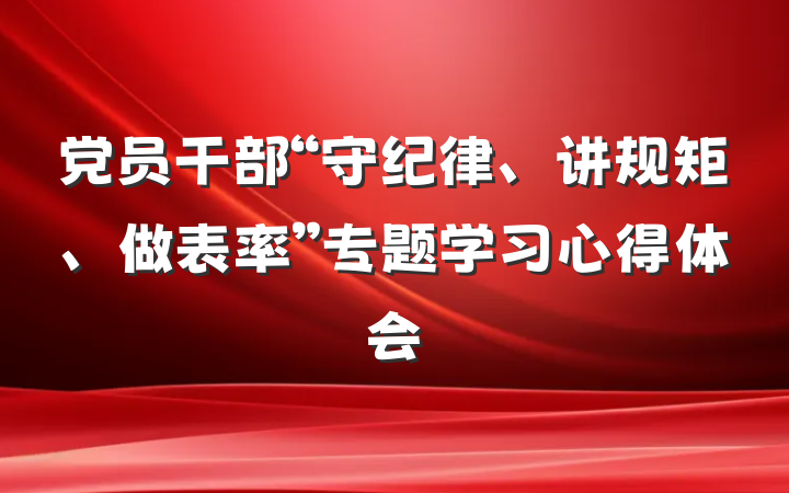 党员干部“守纪律、讲规矩、做表率”专题学习心得体会