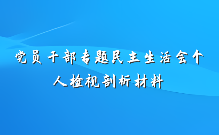 党员干部专题民主生活会个人检视剖析材料