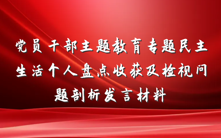 党员干部主题教育专题民主生活个人盘点收获及检视问题剖析发言材料