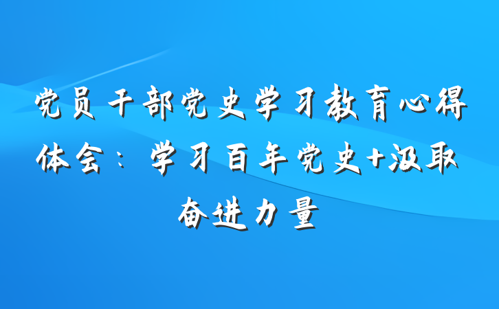 党员干部党史学习教育心得体会：学习百年党史 汲取奋进力量