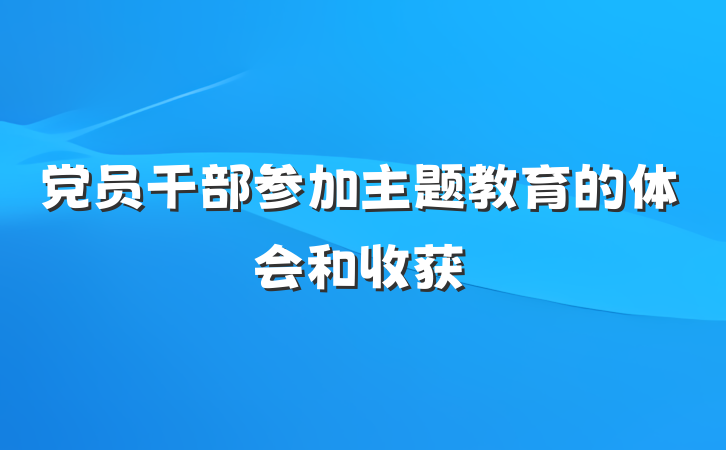 党员干部参加主题教育的体会和收获