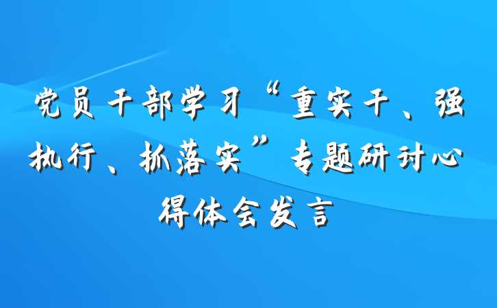 党员干部学习“重实干、强执行、抓落实”专题研讨心得体会发言