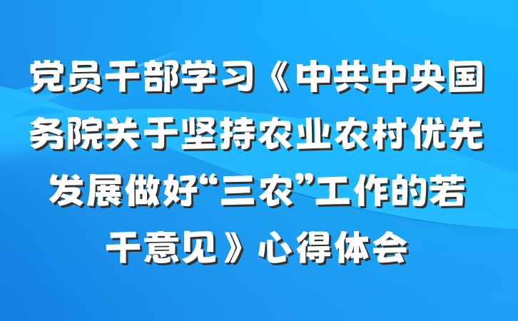党员干部学习《中共中央国务院关于坚持农业农村优先发展做好“三农”工作的若干意见》心得体会