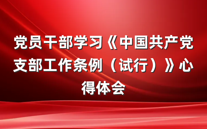 党员干部学习《中国共产党支部工作条例（试行）》心得体会