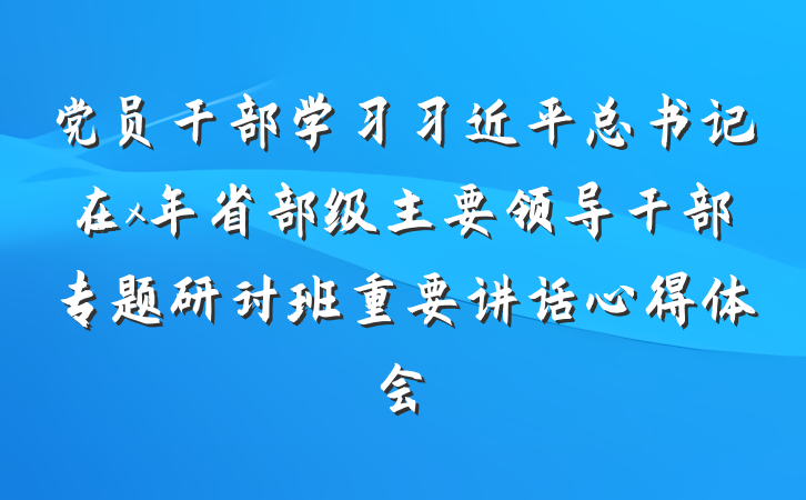 党员干部学习习近平总书记在x年省部级主要领导干部专题研讨班重要讲话心得体会