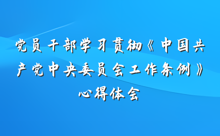 党员干部学习贯彻《中国共产党中央委员会工作条例》心得体会