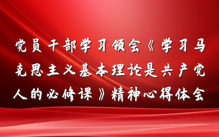 党员干部学习领会《学习马克思主义基本理论是共产党人的必修课》精神心得体会