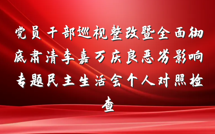 党员干部巡视整改暨全面彻底肃清李嘉万庆良恶劣影响专题民主生活会个人对照检查