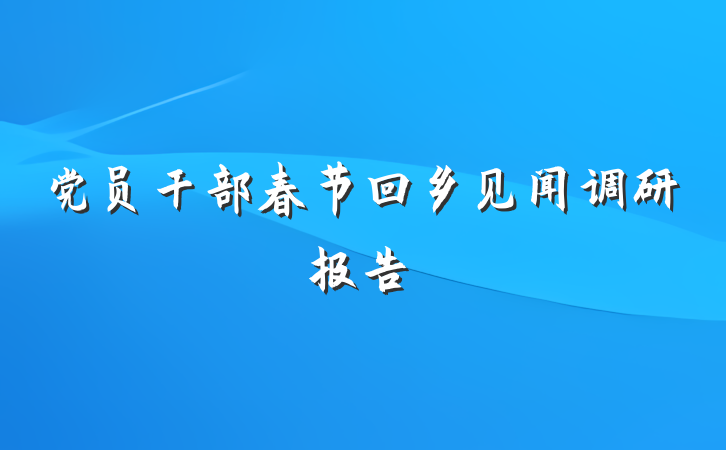 党员干部春节回乡见闻调研报告