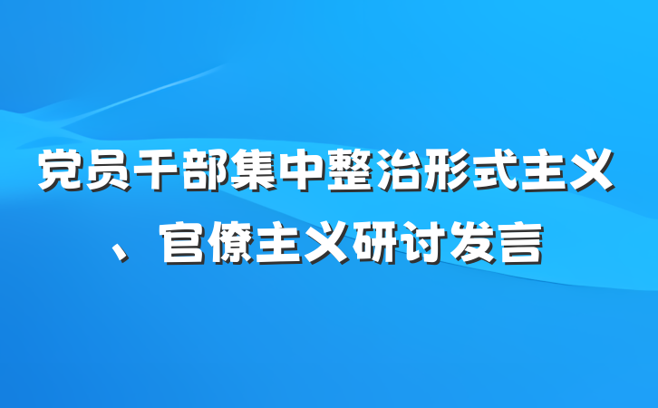 党员干部集中整治形式主义、官僚主义研讨发言