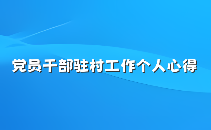 党员干部驻村工作个人心得