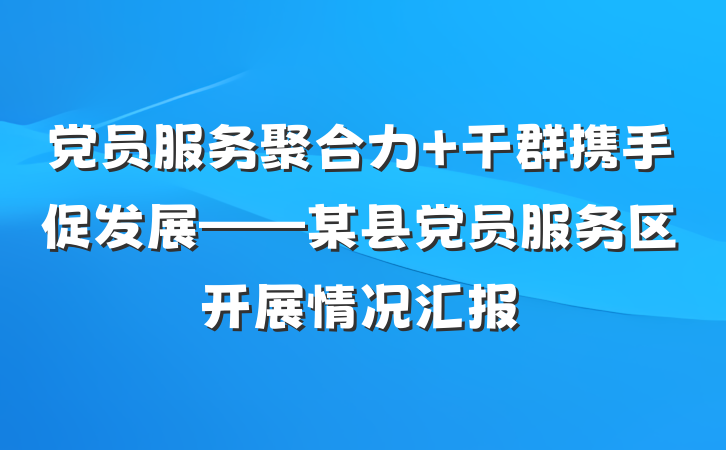 党员服务聚合力 干群携手促发展——某县党员服务区开展情况汇报