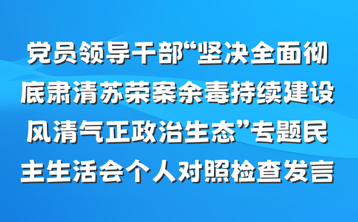 党员领导干部“坚决全面彻底肃清苏荣案余毒持续建设风清气正政治生态”专题民主生活会个人对照检查发言