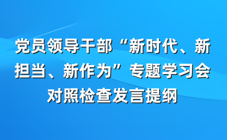 党员领导干部“新时代、新担当、新作为”专题学习会对照检查发言提纲