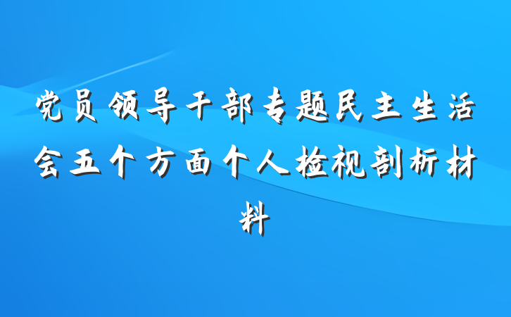党员领导干部专题民主生活会五个方面个人检视剖析材料