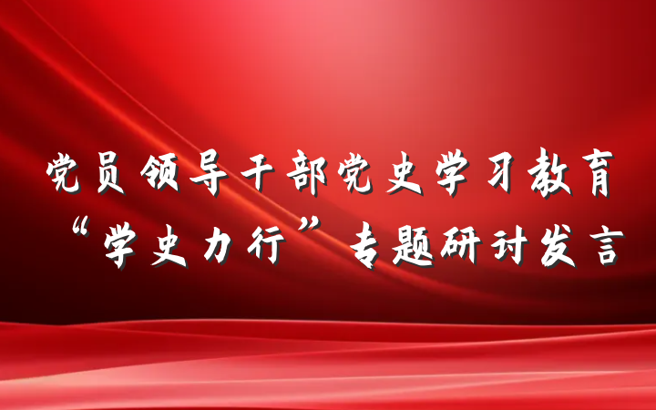 党员领导干部党史学习教育“学史力行”专题研讨发言