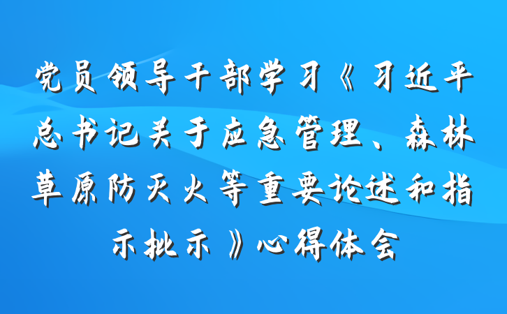 党员领导干部学习《习近平总书记关于应急管理、森林草原防灭火等重要论述和指示批示》心得体会